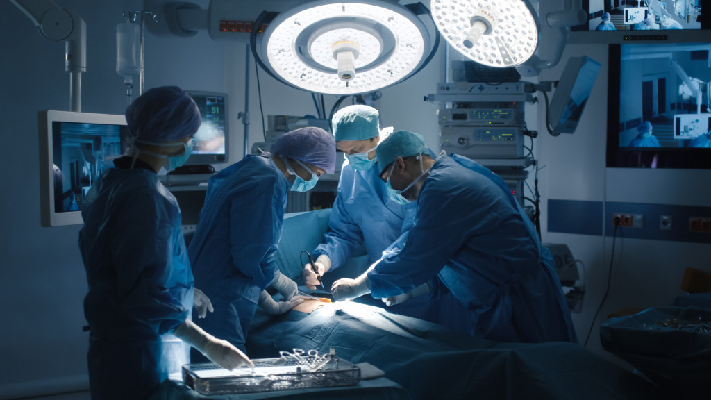 surgeons team on operation